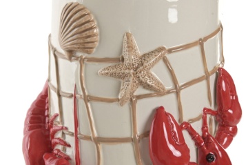 Vază decorativă mediteraneană crem și roșu din ceramică „Maloka” - Img 3