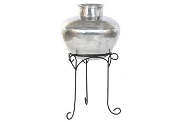 Vază decorativă, stil modern elegant, culoare argintiu, din aluminiu, „Silver” - Img 2