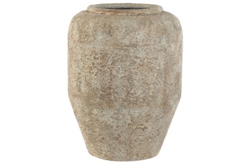 Vază decorativă, stil vintage patinat, culoare alb antichizat, din metal, „Aged White”