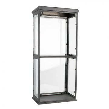 Vitrină de perete industrială din metal, negru, cu 1 ușă vitrată, 1 raft și sticlă pe toate laturile, 70 x 31 x 21 cm, „Fonte” - Img 4