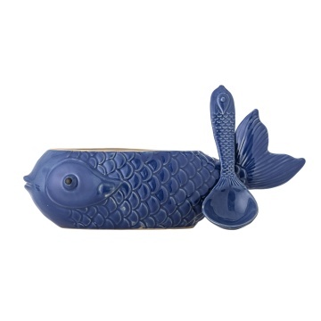 Zaharniță rustică din ceramică albastră, în formă de pește, 35,5x15x15,5 cm, „Hiro" - Img 5
