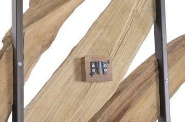 Aplică de perete din lemn de tec reciclat, maro, cu LED, aspect rustic, finisaj natural, 120 x 75 x 14 cm, „Yvoire” - Img 5