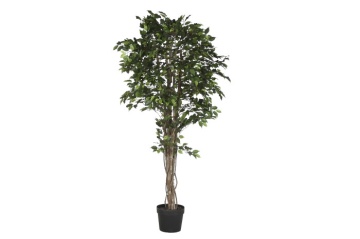 Arbore decorativ tip ficus, stil natural interior, culoare verde, din lemn și material decorativ, „Ficus Green”