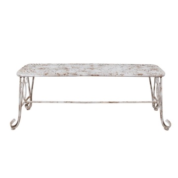 Banca de gradina, alb, din metal, cu aspect vintage, Brocante