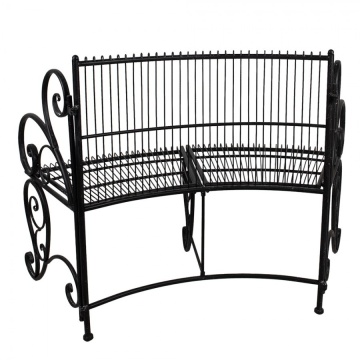 Banca de gradina, negru, din metal, aspect vintage - Img 4