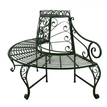 Banca de gradina, verde, din metal, aspect vintage - Img 3