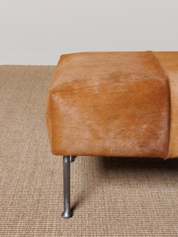 Banchetă hol maro din piele naturală de vacă și metal, 43 x 104 x 46 cm, „Mosset” - Img 4