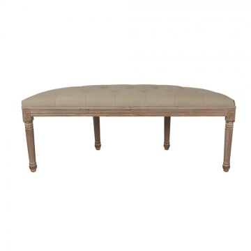 Bancheta shabby chic 2 locuri, semirotund, bej, stofa, 125x41x48 cm - Img 4