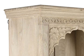 Bibliotecă sculptată manual din lemn masiv, finisaj natural, 9 nișe cu arcade mughal, 204×38×196 cm, „Navaratna" - Img 5