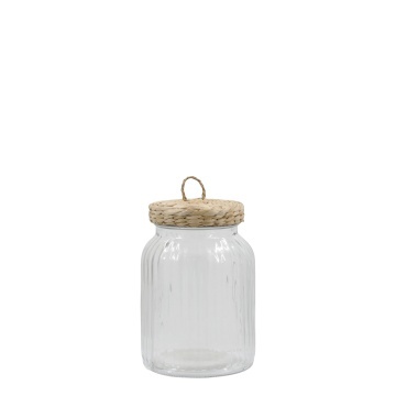 Borcan cu capac din papura, H16/D11cm - 900 ml