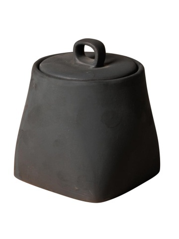 Borcan din lut, lucrat manual, H12.5cm, Aztec - Img 1