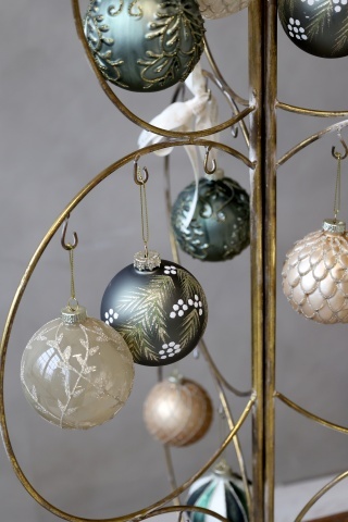 Brad decorativ pentru globuri, din metal, finisaj alamă antichizată, H120 cm - Img 4
