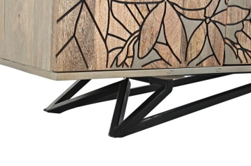 Bufet natur , din metal si lemn de mango , cu design "Grey flowers" - Img 7