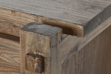 Bufet rustic din lemn de ulm reciclat, natur, cu 4 uși, 4 sertare și îmbinări din lemn la vedere, 90 x 183 x 55 cm, „Castrel” - Img 8