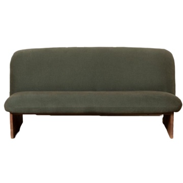 Canapea 2 locuri din bumbac verde închis, cu laterale din lemn de mango, aspect retro, 71 x 153 x 86 cm, „Trentino”