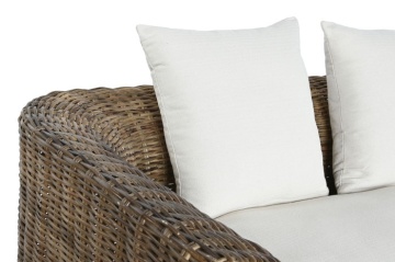 Canapea de exterior 3 locuri din rattan natural cu perne incluse, „Isla” - Img 4