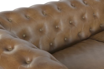 Canapea vintage 3 locuri din piele naturală, „Chesterfield" - Img 5