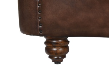 Canapea vintage 3 locuri din piele naturală maro închis, „Chesterfield" - Img 7