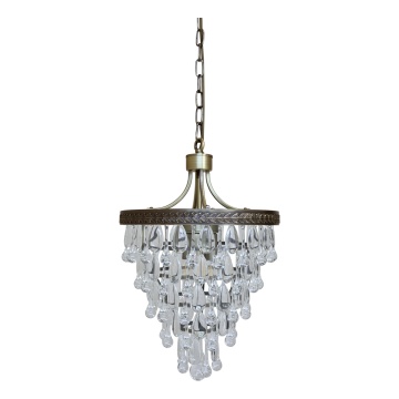 Candelabru din alamă antichizată, cu prisme din sticlă în formă de picătură, Ø35×54 cm, "Versailles"