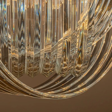 Candelabru din metal, auriu, cu tuburi din sticlă și lanț reglabil, 40 x 41 cm, „Chelsea” - Img 5
