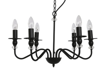 Candelabru din metal, negru, cu 6 brațe, 46 x 54 cm, „Cayeux”