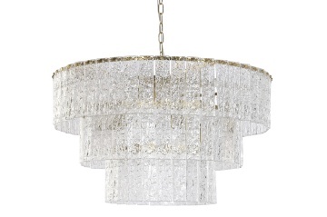 Candelabru din sticlă și metal, transparent și auriu, cu 10 brațe, 40 x 80 cm, „Chantilly”