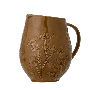 Carafă din ceramică maro antichizat cu model botanic în relief, 1400 ml, 14×18,5 cm, „Bence" - Img 3