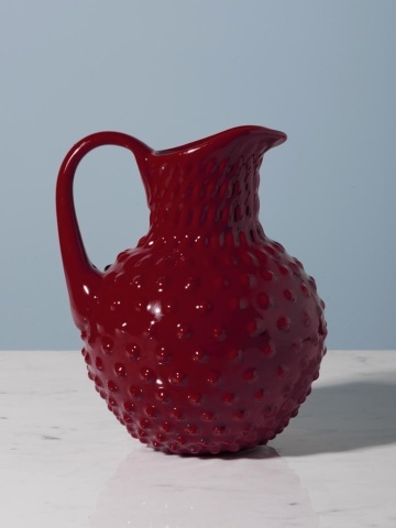Carafă din ceramică roșu granat, 2 L, cu model hobnail în relief, 23,5 x 19,5 x 15,5 cm, „Pointe de Diamant” - Img 4
