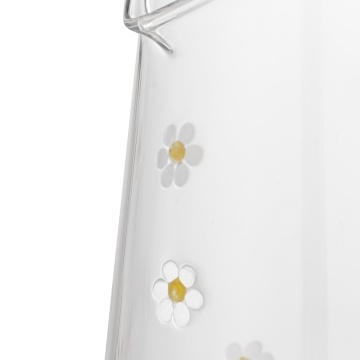 Carafă din sticlă cu motive florale, D12×H19 cm, transparentă, „Buzz" - Img 5