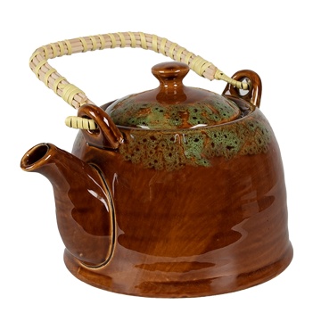Ceainic cu infuzor, maro, din ceramica, capacitate 750 ml, Browny Green - Img 2