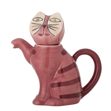 Ceainic din ceramică artizanală, multicolor, pictat manual în formă de pisică cu coadă curbată, 19x9x20,5 cm, 500 ml, „Missy"
