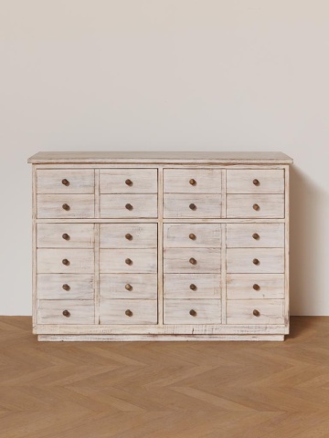 Comoda bej, din lemn reciclat, cu 2 sertare si 2 usi, cu aspect vintage, Mara - Img 2