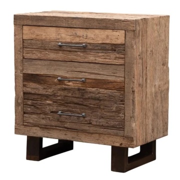 Comoda natur, din lemn reciclat, cu 3 sertare, aspect rustic, Endor - Img 1