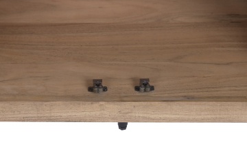Comodă TV din lemn de acacia și metal, maro, cu 2 uși, 2 nișe cu rafturi, placă rotundă din metal și picioare metalice, 62 x 179,5 x 40 cm, „Orissa” - Img 10