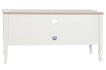 Comodă TV living din lemn, bleu, cu 4 sertare cu dungi, 2 nișe deschise, picioare curbate și blat natur, 60 x 120 x 48 cm, „Charme” - Img 6