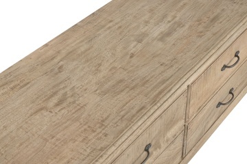 Comodă TV lungă din lemn de mango, natur, cu 6 sertare și mânere metalice, 55 x 180 x 45 cm, „Falaise” - Img 5