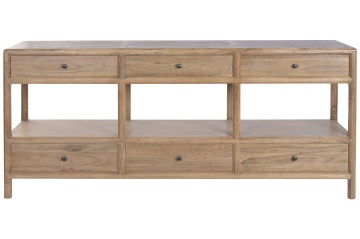 Consolă din lemn de ulm, maro, finisaj natural, 85 x 190 x 45 cm, „Bréval”