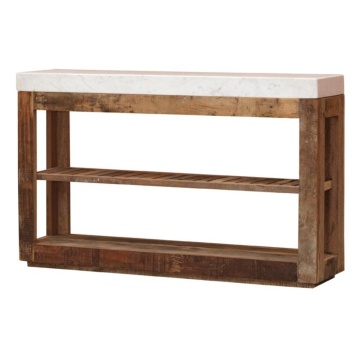 Consola din lemn reciclat si marmura, aspect rustic, Greta - Img 1