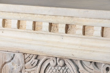 Consolă hol sculptată din lemn de mango, natur, cu coloane, friză cu dentili și panouri cu rozete, 91 x 182 x 54 cm, „Emperia” - Img 4