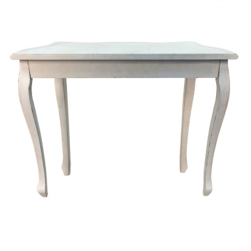 Consolă hol shabby chic din lemn masiv, alb, cu ghirlandă de trandafiri sculptați și picioare curbate, 80 x 101 x 39 cm, „Amarante” - Img 4