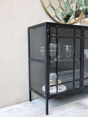 Consola neagra din metal si sticla, aspect vintage, „Noir Atelier” - Img 5