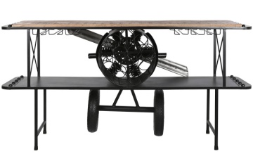 Consolă tip bar din metal și lemn, negru, "Airplane" - Img 4