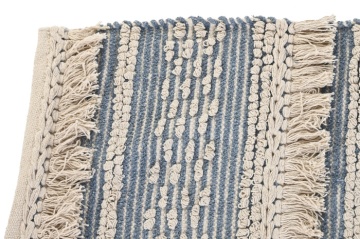 Covor din bumbac țesut manual, albastru și alb, 120 x 180 cm, 1600 gr, „Cotton Carpet Blue" - Img 3