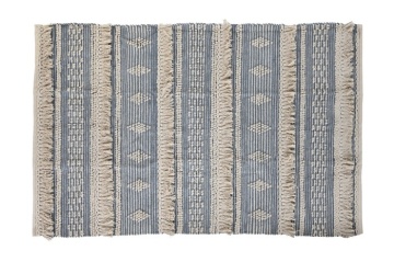 Covor din bumbac țesut manual, albastru și alb, 120 x 180 cm, 1600 gr, „Cotton Carpet Blue" - Img 2