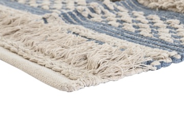 Covor din bumbac țesut manual, albastru și alb, 160 x 230 cm, 1600 gr, „Cotton Carpet Blue" - Img 5