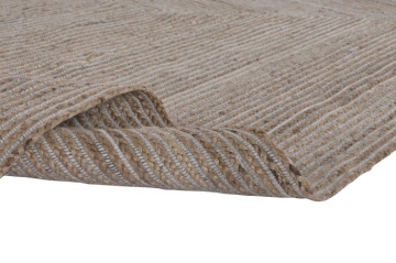 Covor din lână și iută împletit manual, maro natural, 200 x 290 cm, 2200 GSM, „Wool Jute Carpet Natural" - Img 4