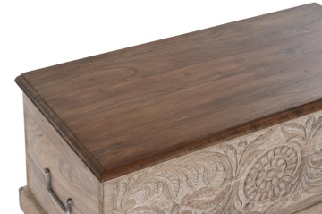 Cufar din lemn de acacia sculptat manual, 90X40X40 cm, "Epoque" - Img 3
