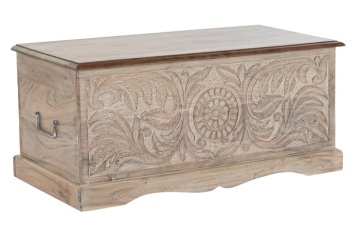 Cufar din lemn de acacia sculptat manual, 90X40X40 cm, "Epoque" - Img 9