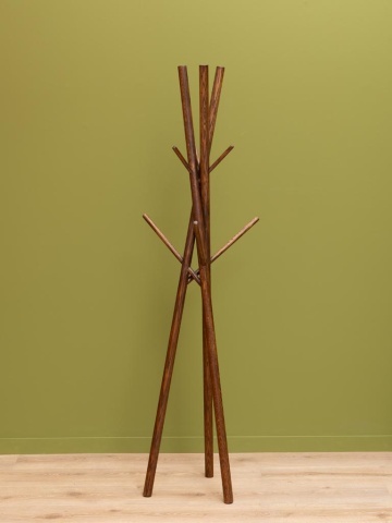 Cuier de podea din lemn de stejar, maro închis, structură din bețe încrucișate, finisaj natural, 174,5 x 46,5 cm, „Bunch” - Img 7