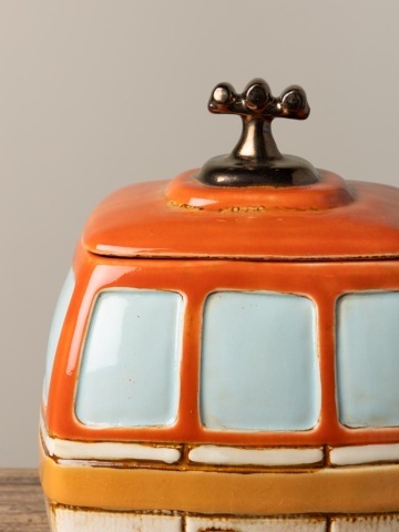 Cutie decorativa, din ceramica, portocalie, Box Cable - Img 3